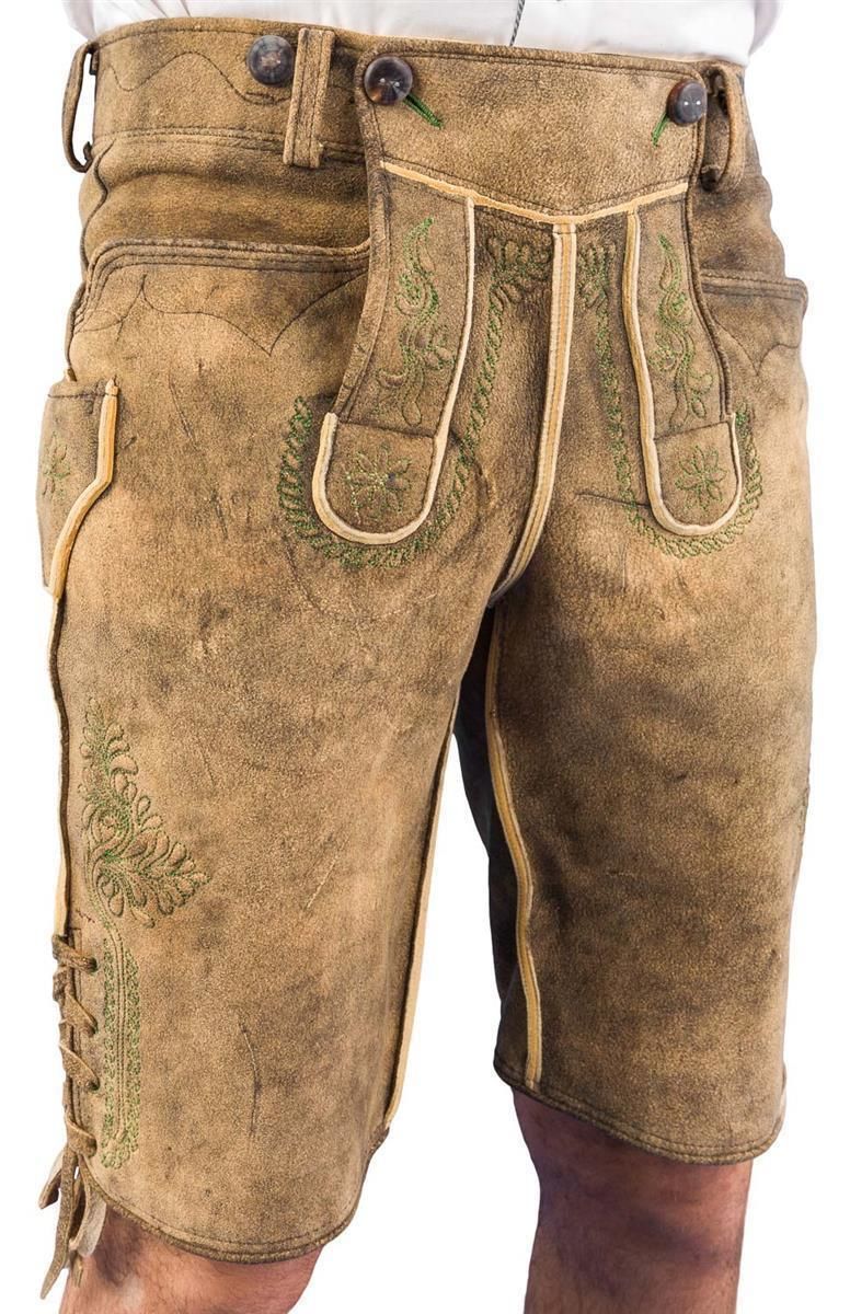Grün bestickte Lederhose