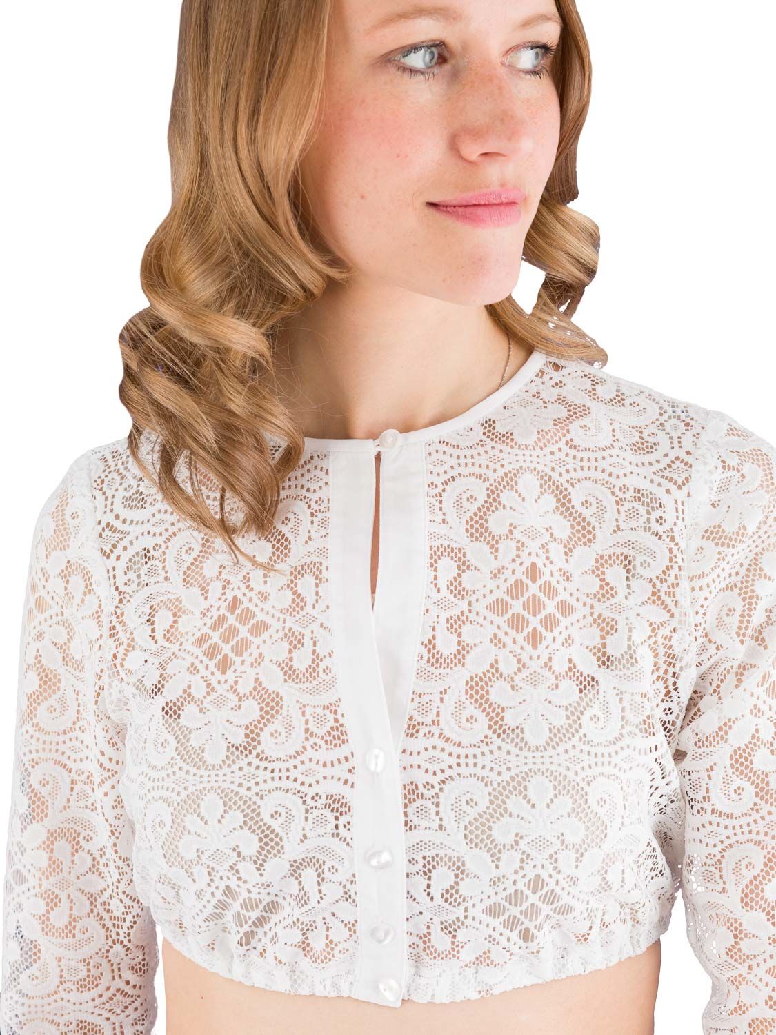 Dirndlbluse aus Spitze hochgeschlossen