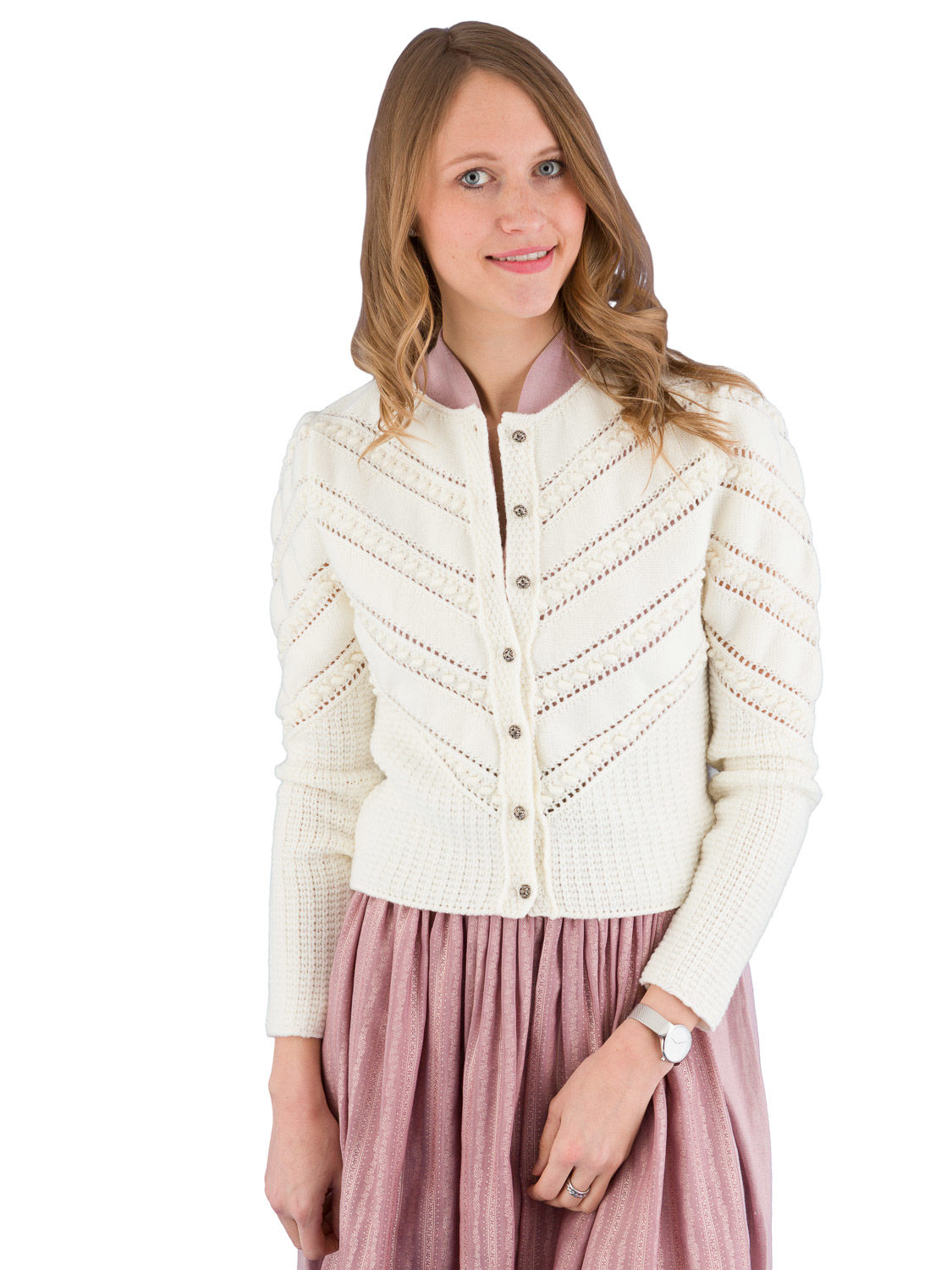 Weiße Strickjacke